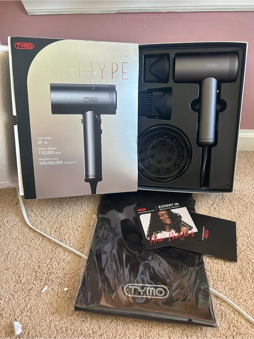 TYMO AIRHYPE Blow Dryer with Comb - 1500W Professional